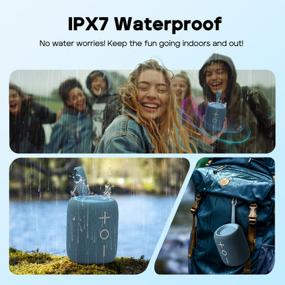 StormBox Mini Plus Wireless Speaker, 12W 360 Surround Sound, XBass, LED Light, IPX7 Waterproof, Travel Outdoor Hiking