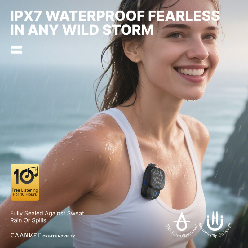 Mini Wearable IPX7 Waterproof Speakers, Portable Wireless Bluetooth Speaker, Clip-on Outdoor Sound Box