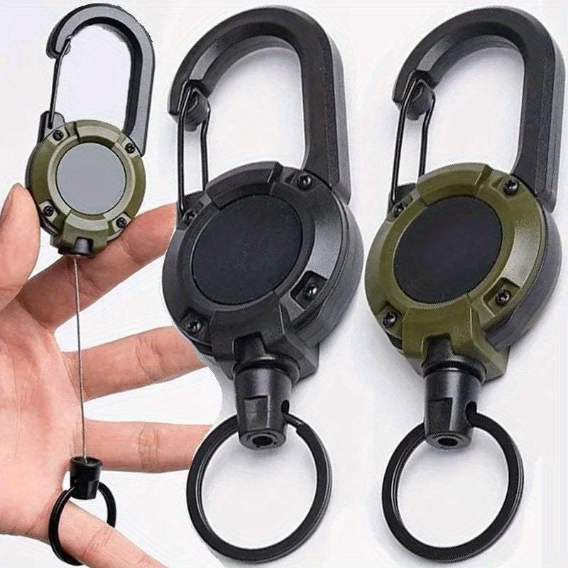Retractable Heavy Duty Pull Reel Carabiner, Anti-Theft Key Chains with Strong Steel Wire Rope, Buckle for Outdoor,