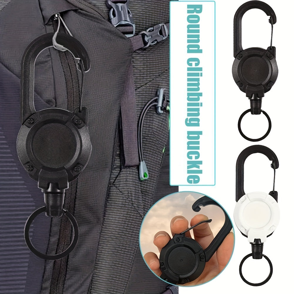 Retractable Heavy Duty Pull Reel Carabiner AntiTheft Key Chains With Strong Steel Wire Rope Buckle  3