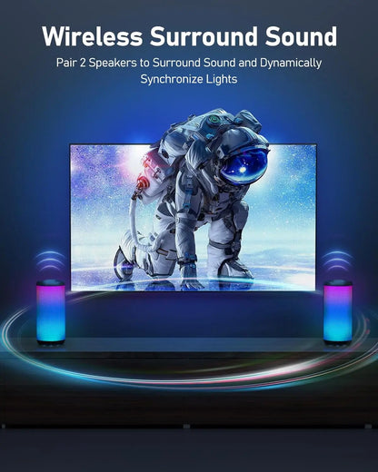 Portable Bluetooth Speaker, True Wireless Stereo, Waterproof Outdoor Speakers, LED Light, TF Card, Bass Boost