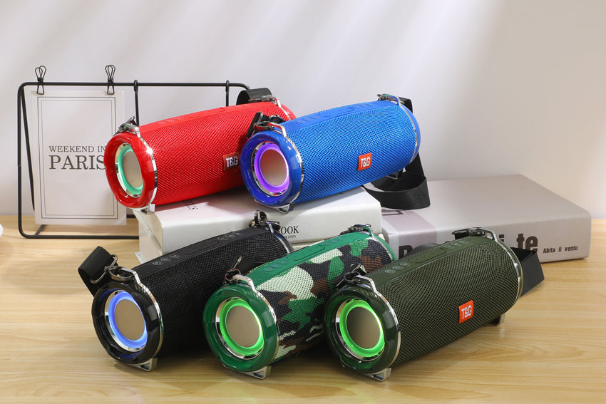 Waterproof Outdoor Subwoofer Stereo Speaker, 2400MAH TG192 Bluetooth Boombox, RGB LED Light Wireless Speaker for Travel