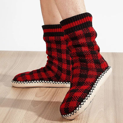 Mens Plush Indoor Slipper Socks With Non Slip Sole 2