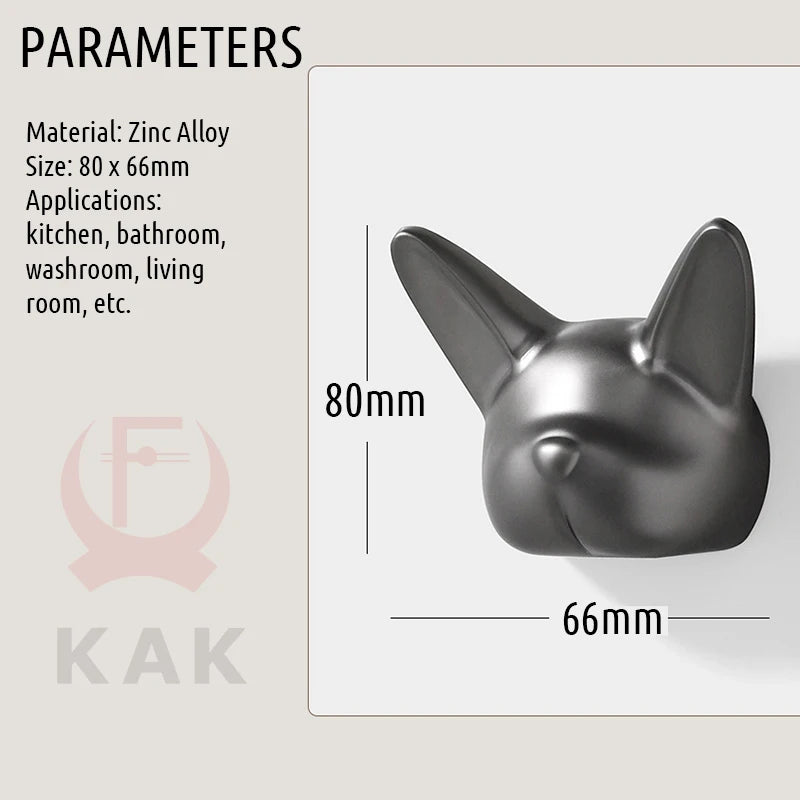 KAK Bulldog Design Wall Hanging Hooks, Heavy-Duty Zinc Alloy Coat Hook, Bag & Hat Rack for Home, Office Decor