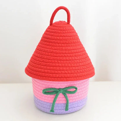 New Storage Basket, Cute Handwoven Desktop Organizer for Sundries, Cosmetics, Small Things, Gift Basket Desk Decor