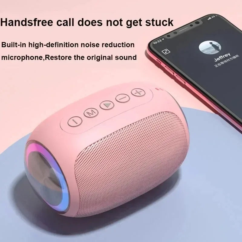 Speaker Bluetooth Pink Portable, Outdoor Waterproof Speaker with 10W Bass, TF Card Slot, Strong Function