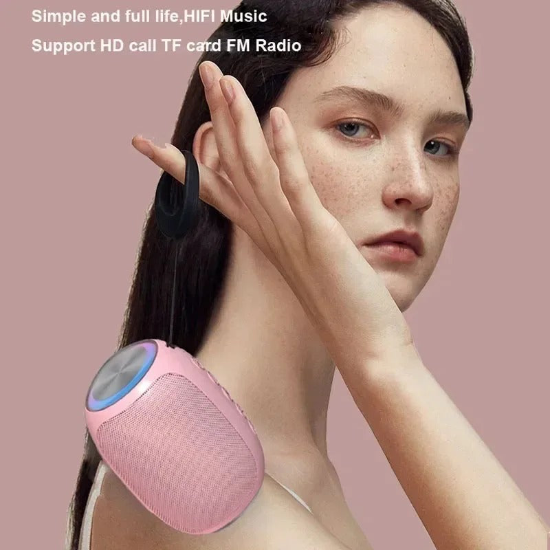 Speaker Bluetooth Pink Portable, Outdoor Waterproof Speaker with 10W Bass, TF Card Slot, Strong Function