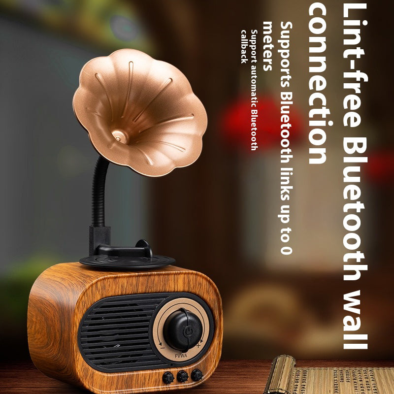 Wireless Mini Bluetooth Speaker Retro Wood Box, Outdoor Sound System, TF Card, FM Radio Music MP3 Subwoofer