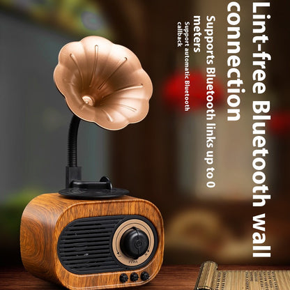 Wireless Mini Bluetooth Speaker Retro Wood Box, Outdoor Sound System, TF Card, FM Radio Music MP3 Subwoofer