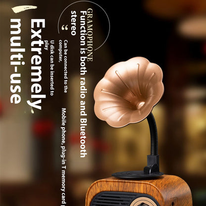 Wireless Mini Bluetooth Speaker Retro Wood Box, Outdoor Sound System, TF Card, FM Radio Music MP3 Subwoofer
