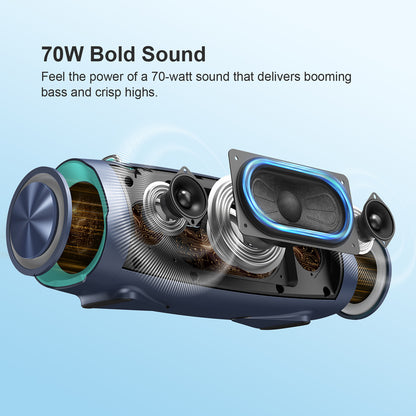 Bluetooth Speaker Portable Loud Bass, 24 Hour Playtime, LED Light, IPX6 Waterproof, Power Bank Outdoor Sound