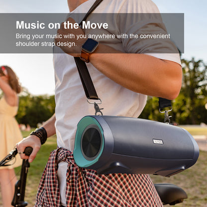 Bluetooth Speaker Portable Loud Bass, 24 Hour Playtime, LED Light, IPX6 Waterproof, Power Bank Outdoor Sound