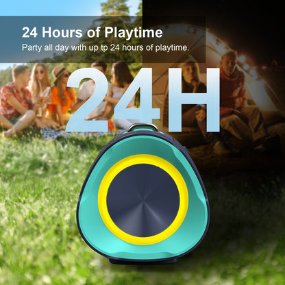 Bluetooth Speaker Portable Loud Bass, 24 Hour Playtime, LED Light, IPX6 Waterproof, Power Bank Outdoor Sound