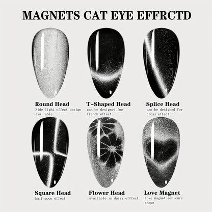 Love Heart Pattern, Nail Magnet 6in1 Cat Eye, Side Light, Half Moon, Daisy Flower, French, Nail UV Manicure Magnets