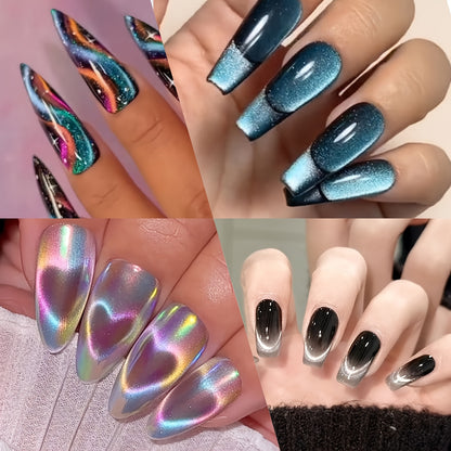 Love Heart Pattern, Nail Magnet 6in1 Cat Eye, Side Light, Half Moon, Daisy Flower, French, Nail UV Manicure Magnets