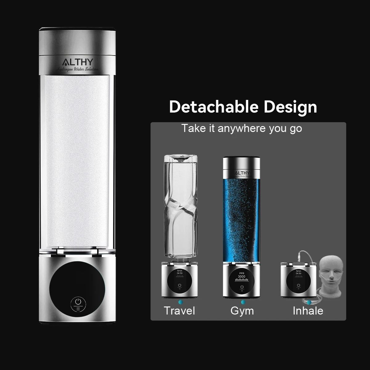 Premium Dual Chamber Hydrogen Water Generator Bottle with Digital Display
