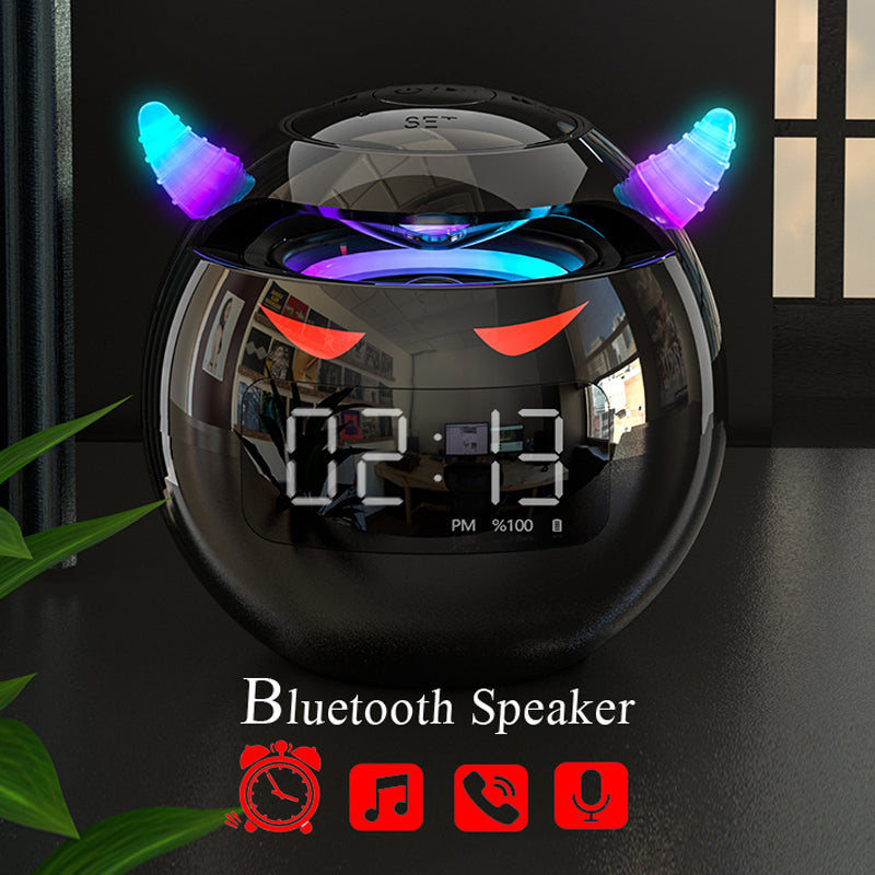 Wireless Mini Bluetooth Speaker Audio with LED Alarm Clock, Music Player Ball Shape, Clock Speaker for Bedroom