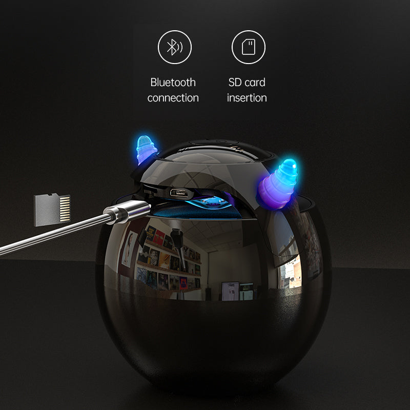 Wireless Mini Bluetooth Speaker Audio with LED Alarm Clock, Music Player Ball Shape, Clock Speaker for Bedroom