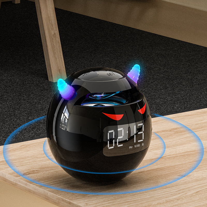 Wireless Mini Bluetooth Speaker Audio with LED Alarm Clock, Music Player Ball Shape, Clock Speaker for Bedroom
