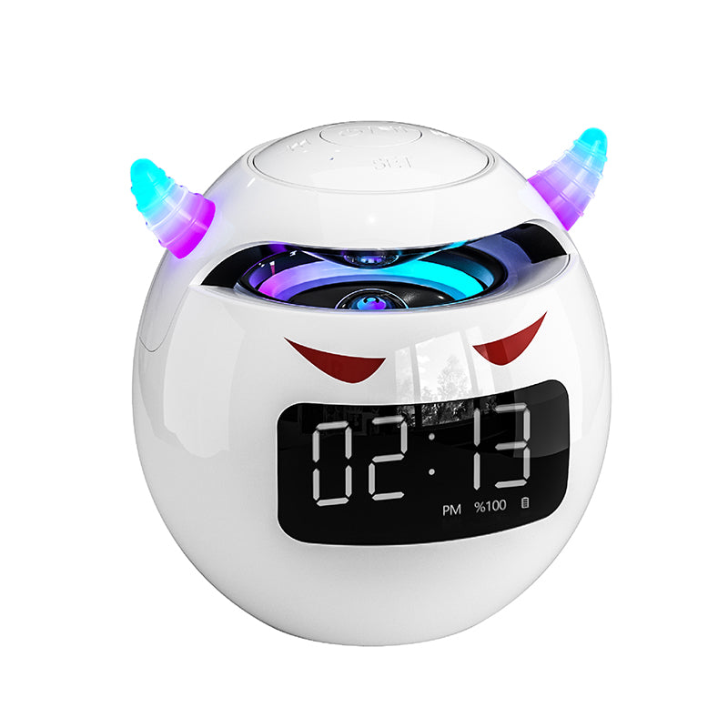 Wireless Mini Bluetooth Speaker Audio with LED Alarm Clock, Music Player Ball Shape, Clock Speaker for Bedroom