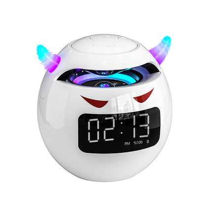 Wireless Mini Bluetooth Speaker Audio with LED Alarm Clock, Music Player Ball Shape, Clock Speaker for Bedroom