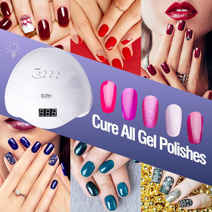 48W LED UV, Nail Art Tools, Professional 4 Timers, All Gel, Automatic Sensor Lamp for Nails Drying, Fast Curing Machine