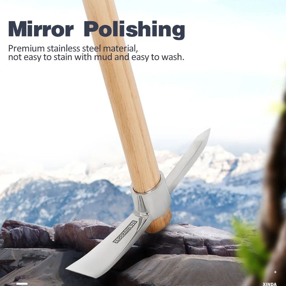 Outdoor Multifunctional Pickaxe Hoe With Wooden Handle 3