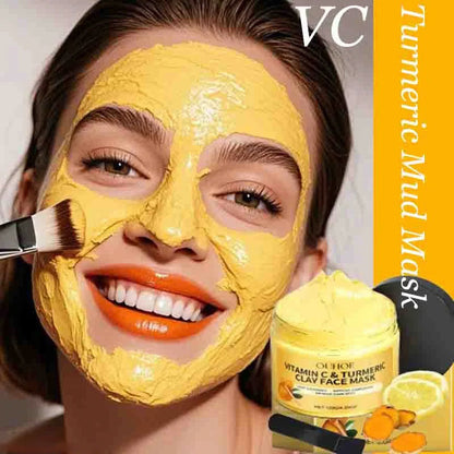 Vitamin C, Clay Mask, Turmeric Mud, Deep Hydration, Brighten, Shrinking Pores, Moisturizer, Lightening, Reduce Dullness