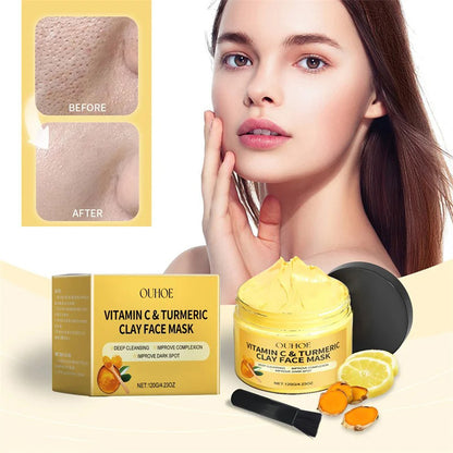 Vitamin C Clay Mask Turmeric Mud Deep Hydration Brighten Shrinking Pores Moisturizer Lightening Red 2