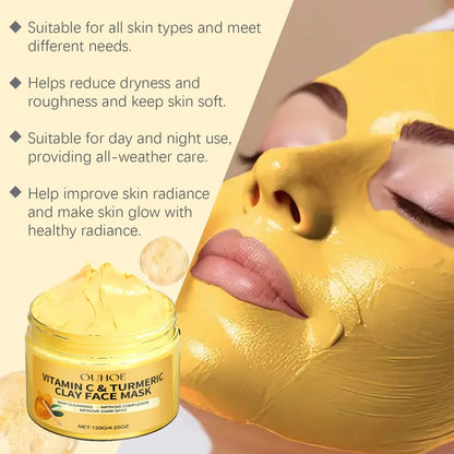 Vitamin C Clay Mask Turmeric Mud Deep Hydration Brighten Shrinking Pores Moisturizer Lightening Red 4