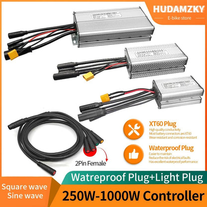 Electric Bike KT Controller 36V 48V Waterproof Brushless 250W 350W 500W 1000W with Light Function