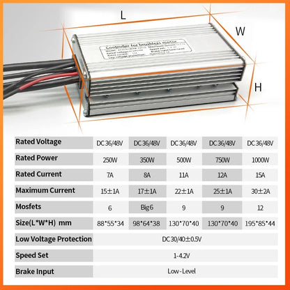 Electric Bike KT Controller 36V 48V Waterproof Brushless 250W 350W 500W 1000W With Light Function 3