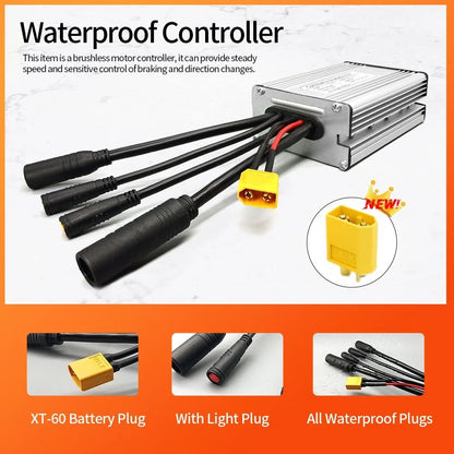 Electric Bike KT Controller 36V 48V Waterproof Brushless 250W 350W 500W 1000W With Light Function 4