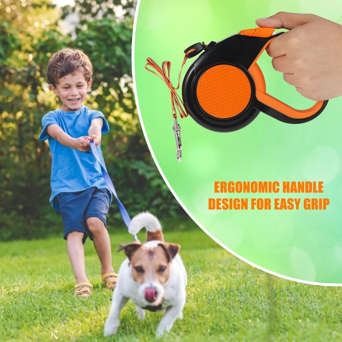 8 M Retractable Heavy Duty Dog Leash With Reflective Tape And Non Slip Handle 1