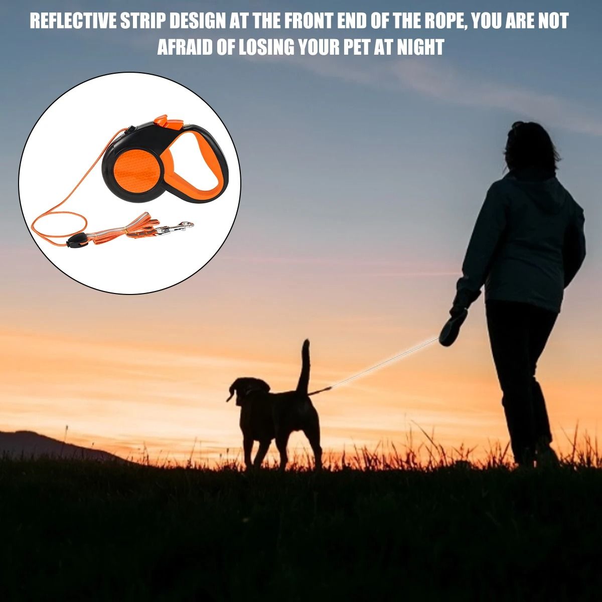 8 M Retractable Heavy Duty Dog Leash With Reflective Tape And Non Slip Handle 5
