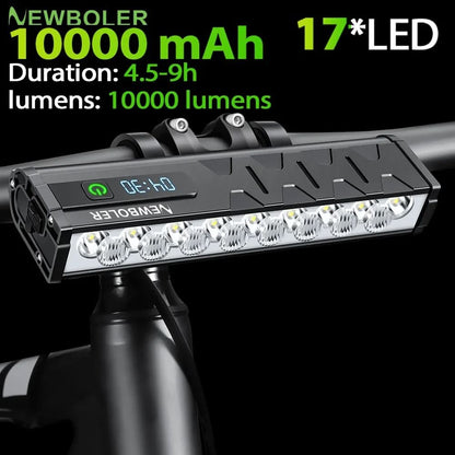 10000 mAh Bicycle Light 17 LED Front Double Bracket Power Bank