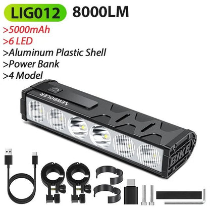10000 MAh Bicycle Light 17 LED Front Double Bracket Power Bank 7