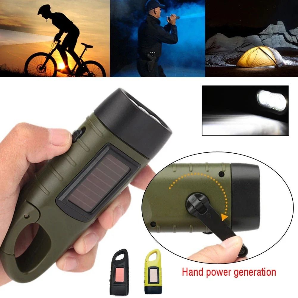 Portable LED Hand Crank Solar Dynamo Flashlight And Tent Light 5