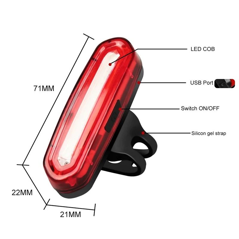 USB Rechargeable Cycling Tail Light With Wide Beam And Reflective Strap 5