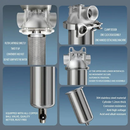 Whole House 40 Micron Sediment Water Filter With 316 Stainless Steel Mesh 2