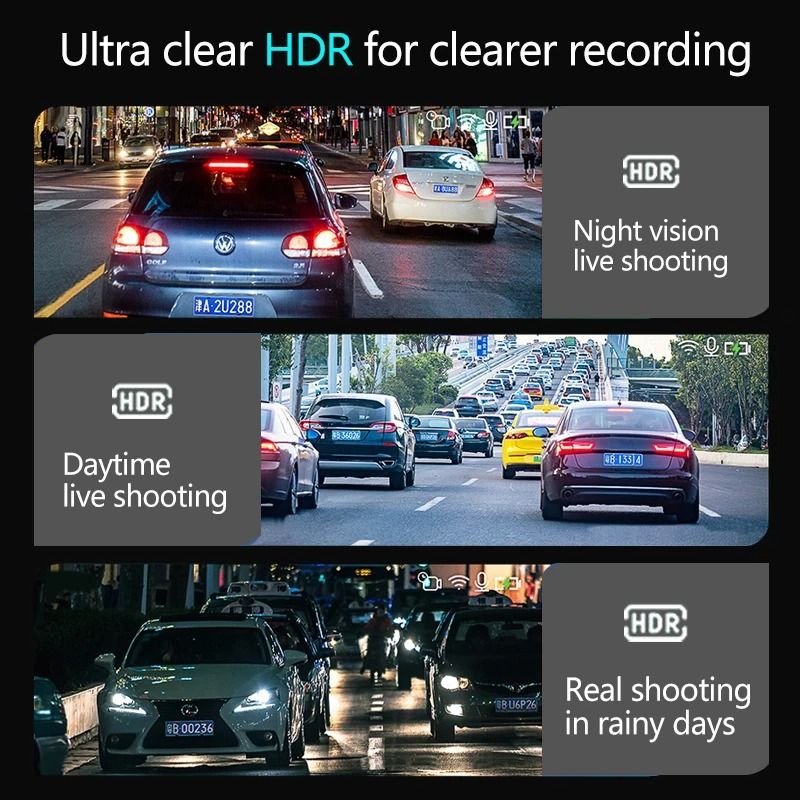 10 Inch Touchscreen Mirror Dash Cam With Front And Rear Cameras 2