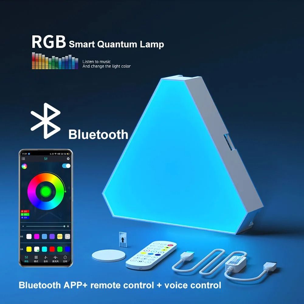 LED Triangular Quantum RGB Wall Lamp With Rhythm Pickup 6