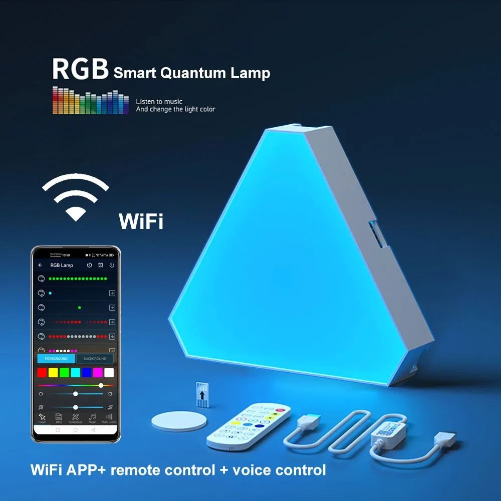LED Triangular Quantum RGB Wall Lamp With Rhythm Pickup 7