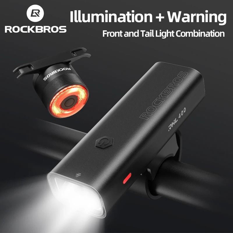 ROCKBROS Waterproof USB C Rechargeable Bike Light with Head and Tail Lights