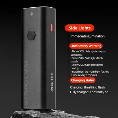 ROCKBROS Waterproof USB C Rechargeable Bike Light With Head And Tail Lights 4