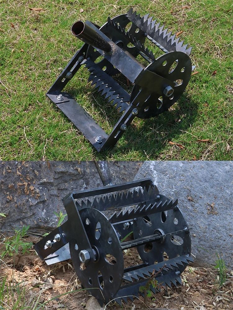 Hand Push Wheeled Weeder With Saw Tooth Manganese Steel Blade 3