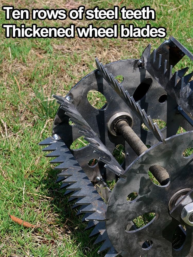 Hand Push Wheeled Weeder With Saw Tooth Manganese Steel Blade 5