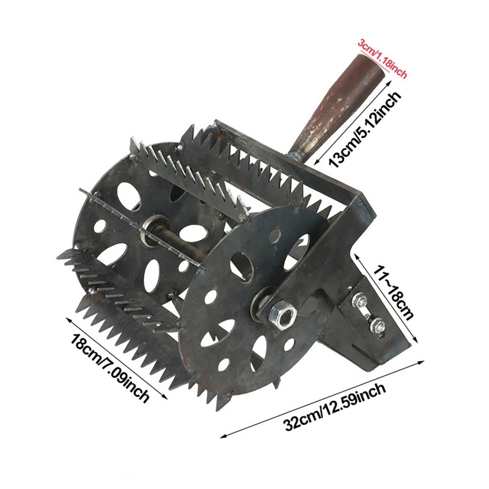 Hand Push Wheeled Weeder With Saw Tooth Manganese Steel Blade 6