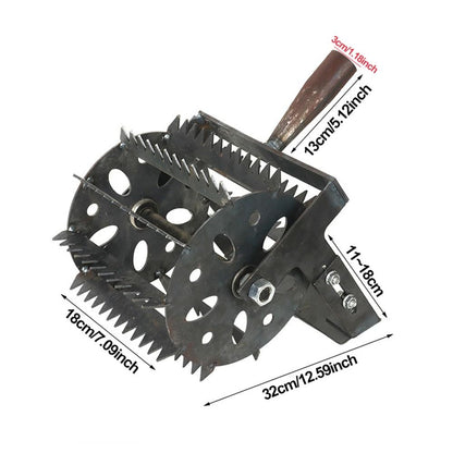 Hand Push Wheeled Weeder With Saw Tooth Manganese Steel Blade 6