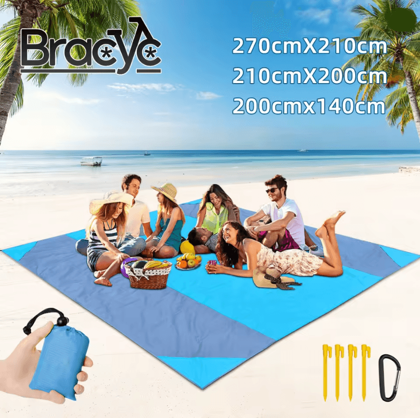 Waterproof Pocket Beach Blanket Portable Sand Free Picnic Mat